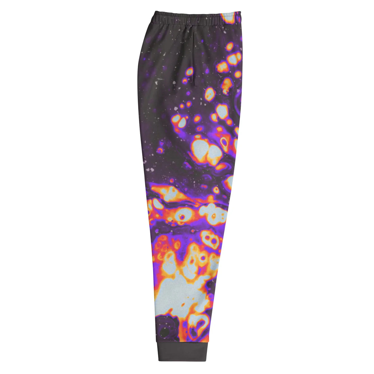 Lift Off Joggers - The immiscible "magma orange" (#FF9500) globules suspended in an "electric violet" (#9400D3) ether, mimicking the physics of a lava lamp in a zero-gravity environment