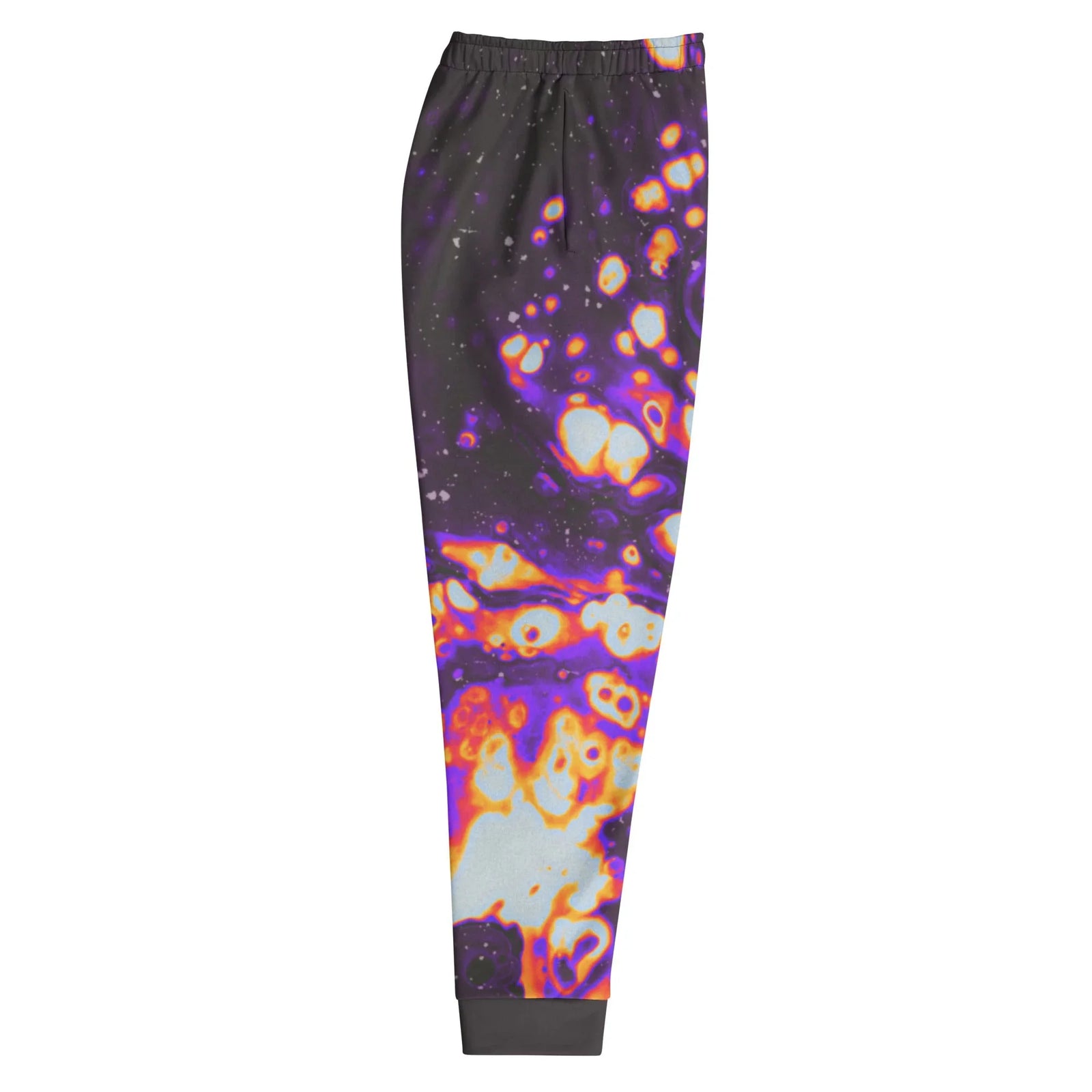 Lift Off Joggers - The immiscible "magma orange" (#FF9500) globules suspended in an "electric violet" (#9400D3) ether, mimicking the physics of a lava lamp in a zero-gravity environment