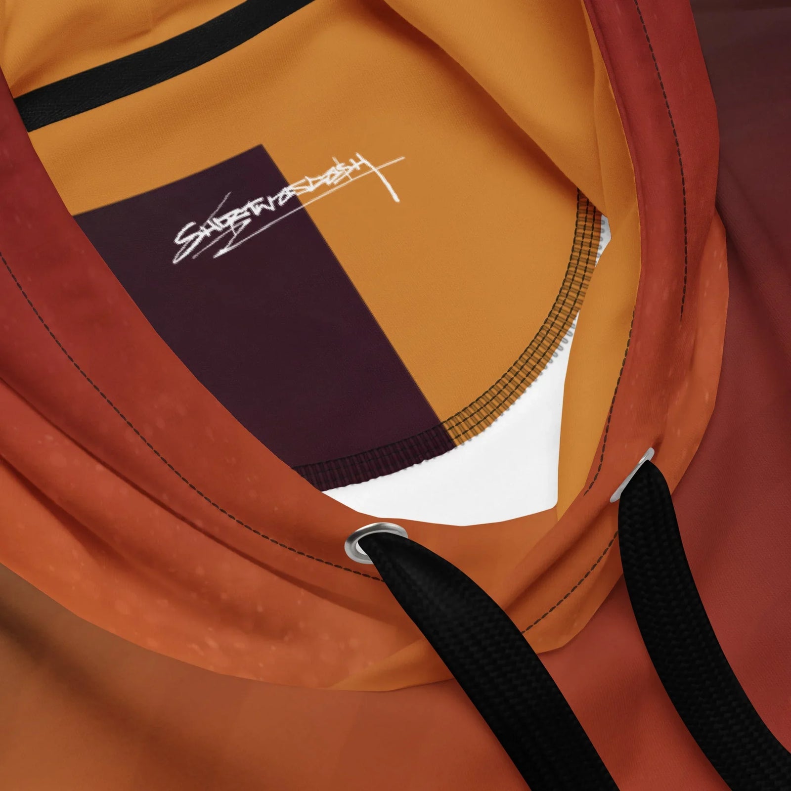 Low Poly Rocket Hoodie in Geometric Sunset Gradient. OEKO-TEX® 100, REACH Compliant, GRS Certified.