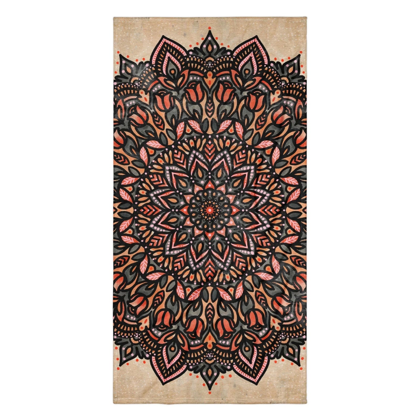 A mesmerizing, oversized mandala anchors a textured background resembling weathered antique beige parchment. Contact us with accessibility feedback, we'd love to help!