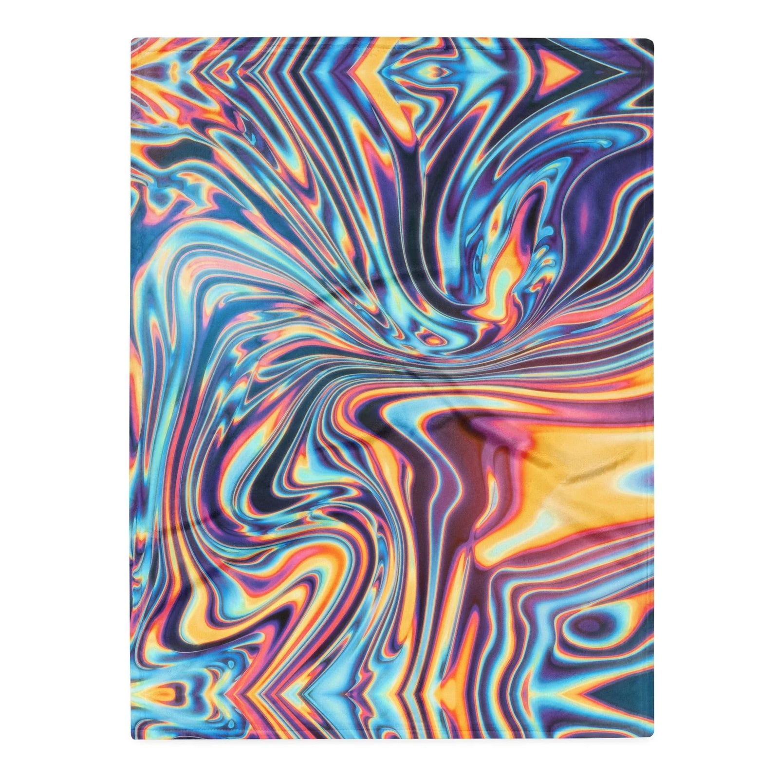 Metallic Flow Plush Blanket in Iridescent Liquid Chrome. REACH Compliant, Zero-Wastewater Printing, Made-to-Order (Zero Overproduction).