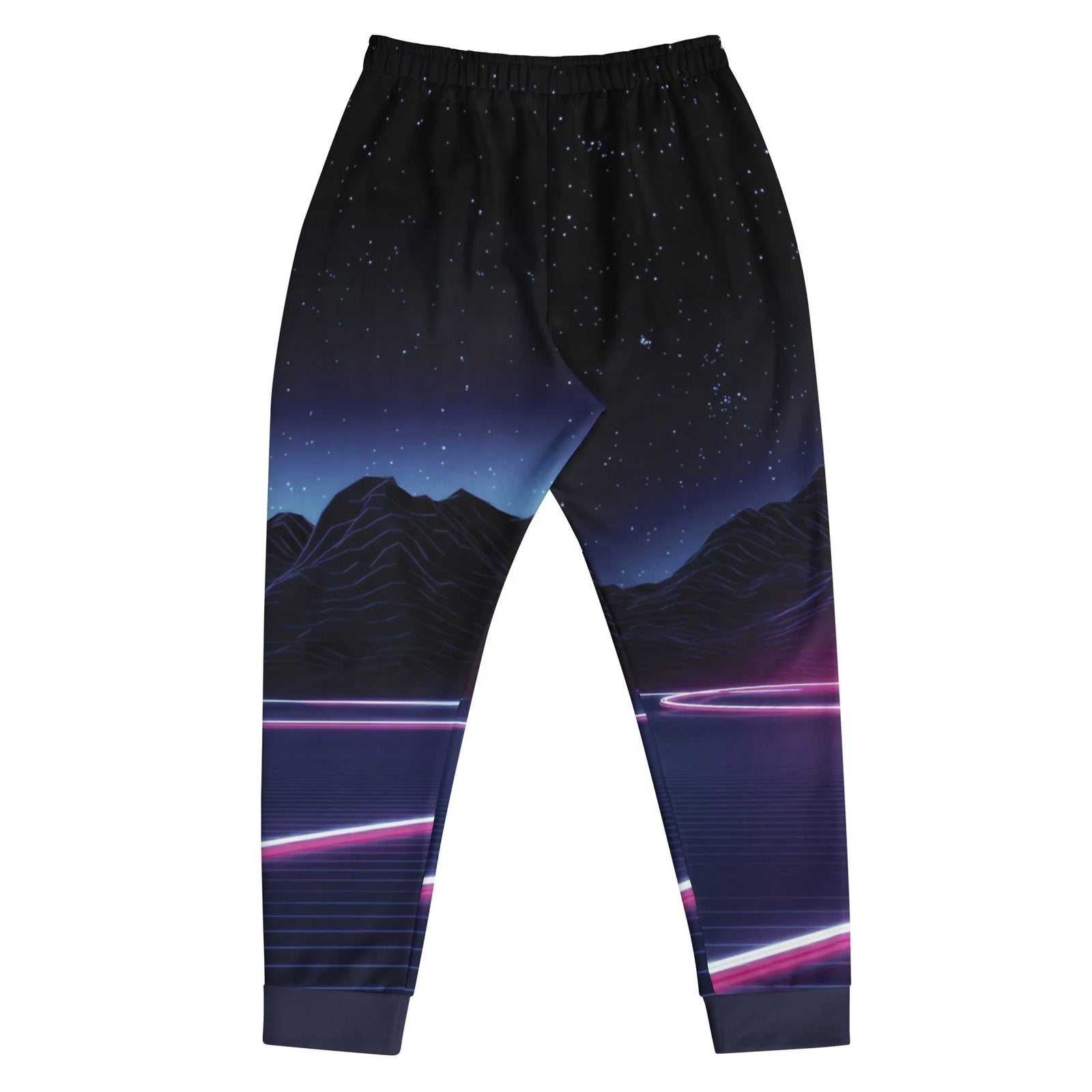 Neon Highway Joggers in Digital Midnight Synthwave. OEKO-TEX® 100, REACH Compliant, GRS Certified.
