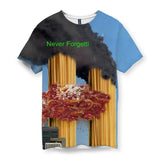 Set against realistic azure sky blue, this surreal internet-meme design features monolithic skyscrapers built entirely from uncooked golden durum wheat spaghetti. Contact us with accessibility feedback, we'd love to help!