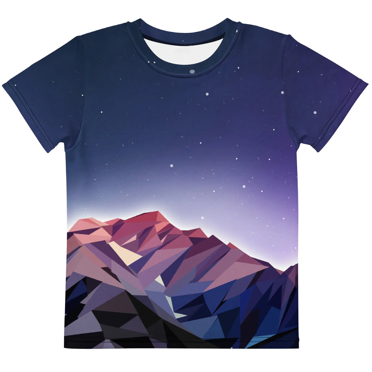 Poly Mountain Kid's Tee in Geometric Twilight Indigo. CPSIA Compliant, OEKO-TEX® 100, REACH Compliant.