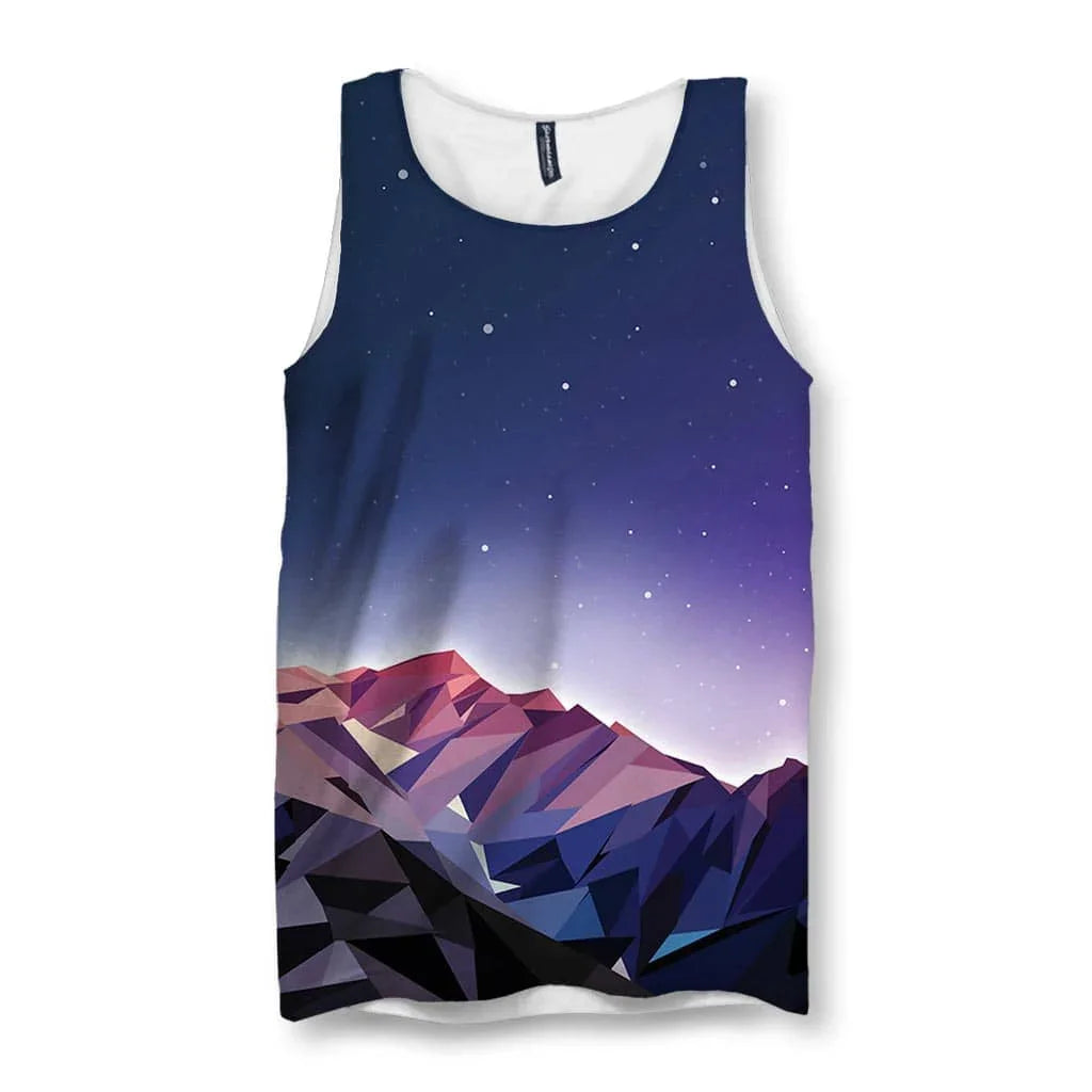 A stylized low-poly mountain landscape reimagines organic ranges as sharp, interlocking triangles for a chiseled, crystalline aesthetic. Contact us with accessibility feedback, we'd love to help!