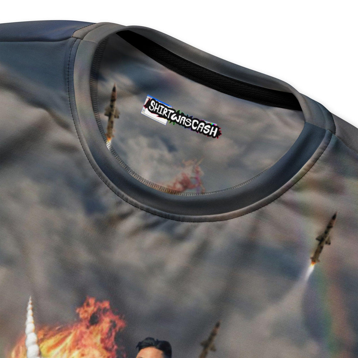 Rainbow Unicorn Kim Jong Un Sweatshirt in Dystopian Rainbow Storm. OEKO-TEX® 100, REACH Compliant, GRS Certified.