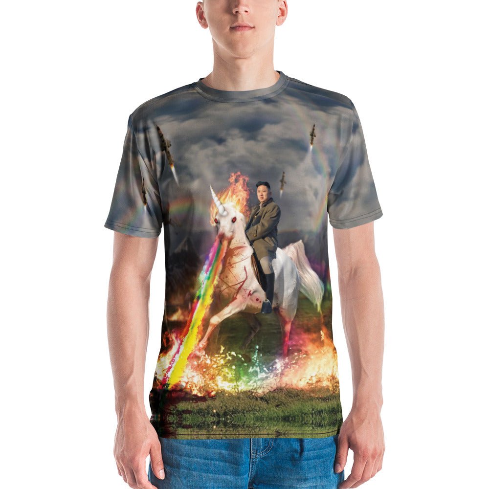 Rainbow Unicorn Kim Jong Un Men's T-Shirt - Shirtwascash
