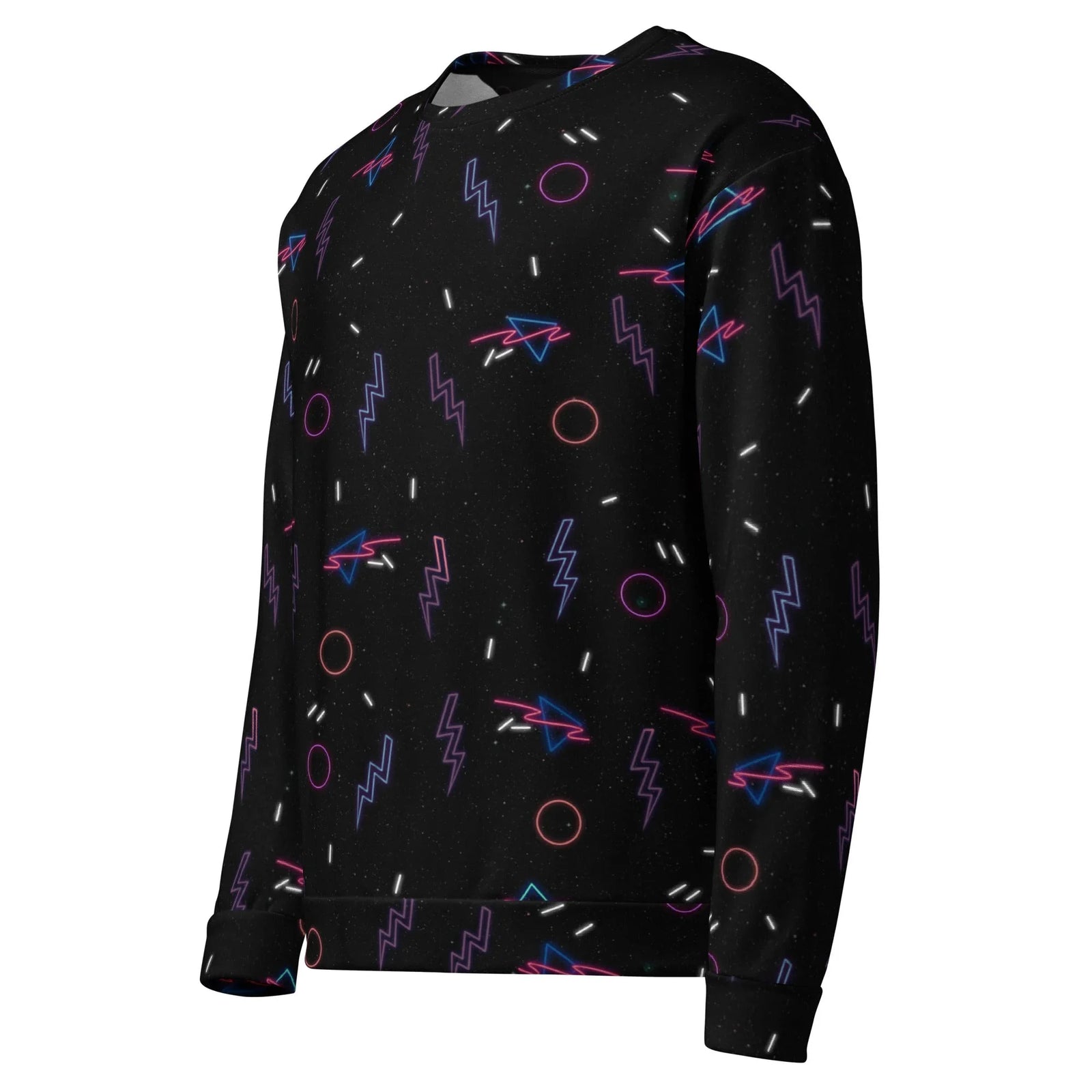 Retro Arcade Carpet Sweatshirt in Neon Midnight Void. OEKO-TEX® 100, REACH Compliant, GRS Certified.