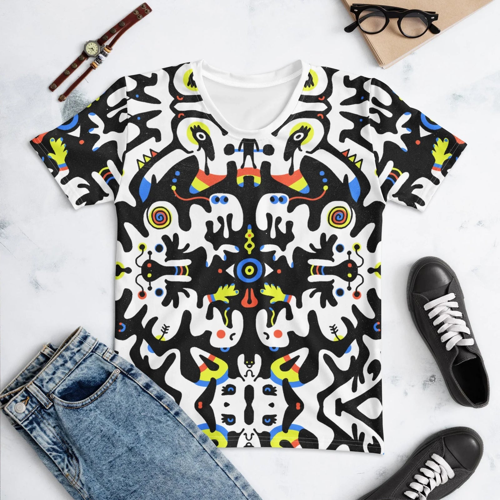 Drawing inspiration from abstract surrealism, this intense design employs strict bilateral symmetry for a kaleidoscopic, Rorschach-style effect. Contact us with accessibility feedback, we'd love to help!