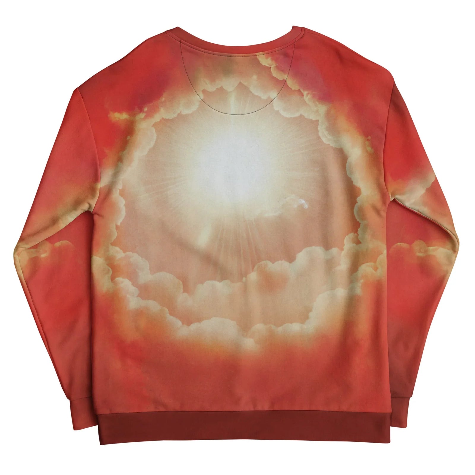 Saint Joker Sweatshirt - The jarring juxtaposition of asymmetrical blue eye diamonds and messy green hair against a "Celestial Apricot (#F4A460)" divine halo and golden liturgical background.