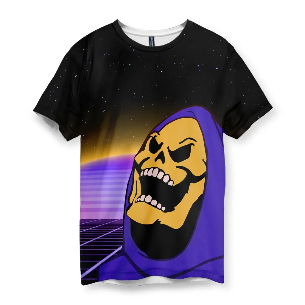Maglietta Uomo Skeletor Super Dad, 100% Cotone, Divertente E Cool, Taglio Regolare