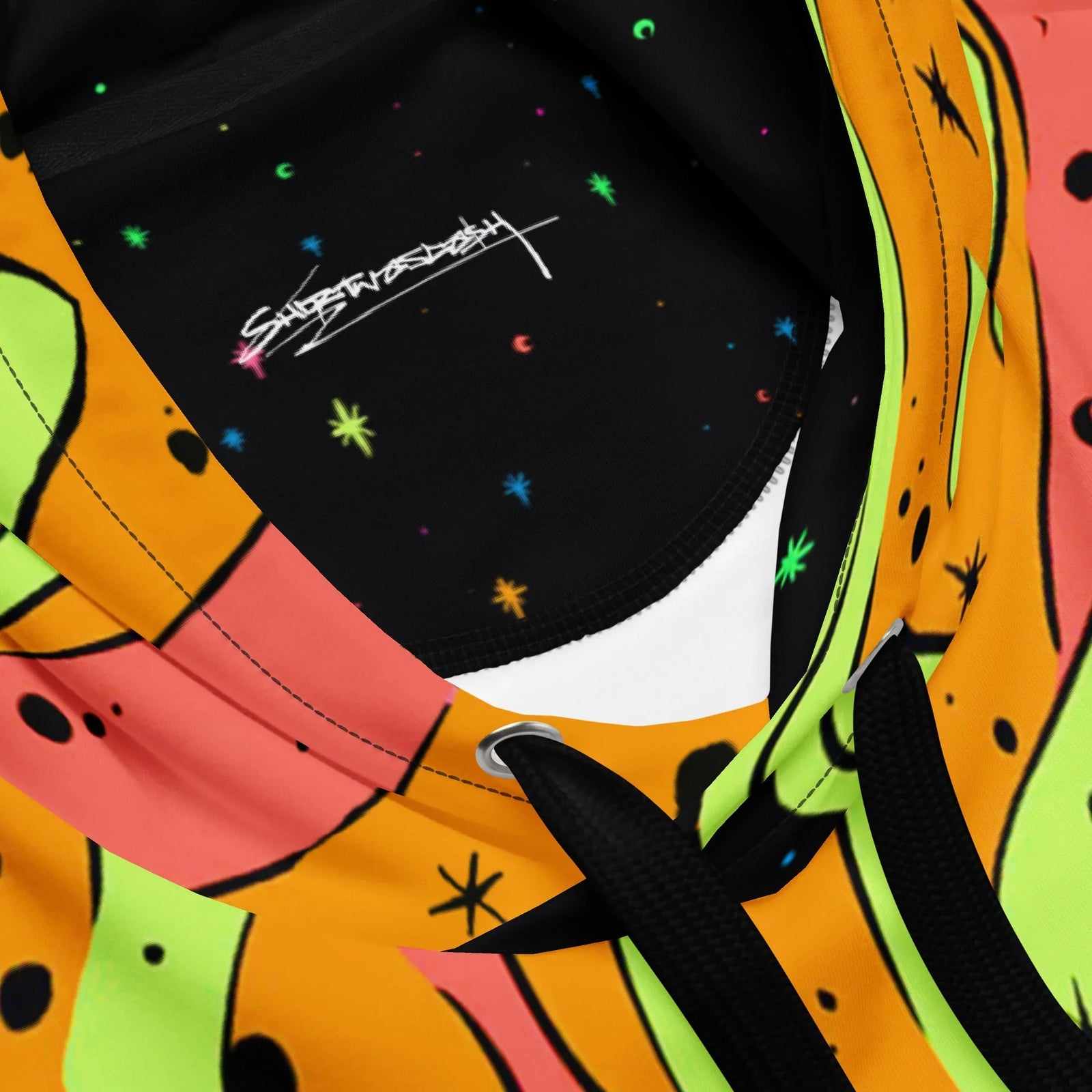 Skelly Space Drip Hoodie in Psychedelic Galaxy Meltdown. OEKO-TEX® 100, REACH Compliant, GRS Certified.