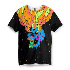 Drip T-Shirt - Melting Skull Neon Space Print | Shirtwascash