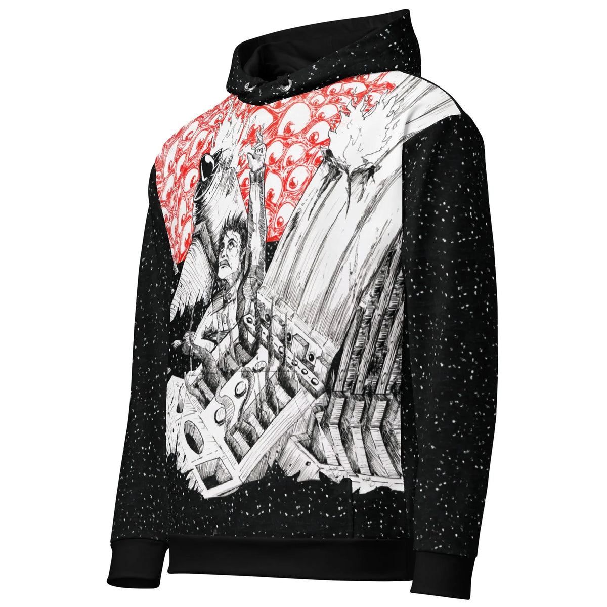 Space is an Ocean Hoodie in Cosmic Nightmare Noir. OEKO-TEX® 100, REACH Compliant, GRS Certified.