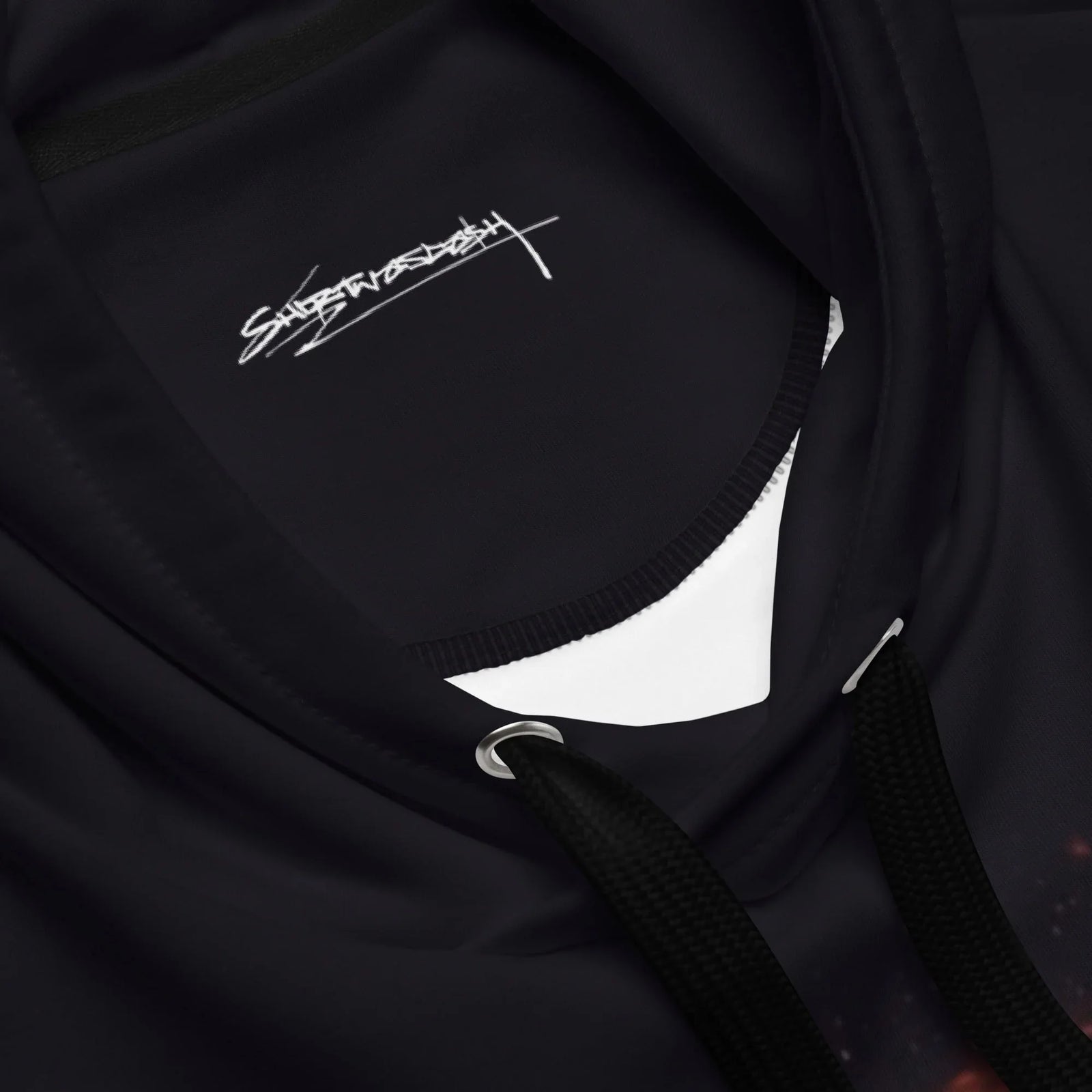 Space Wave Hoodie in Cosmic Obsidian & Nebula Fire. OEKO-TEX® 100, REACH Compliant, GRS Certified.