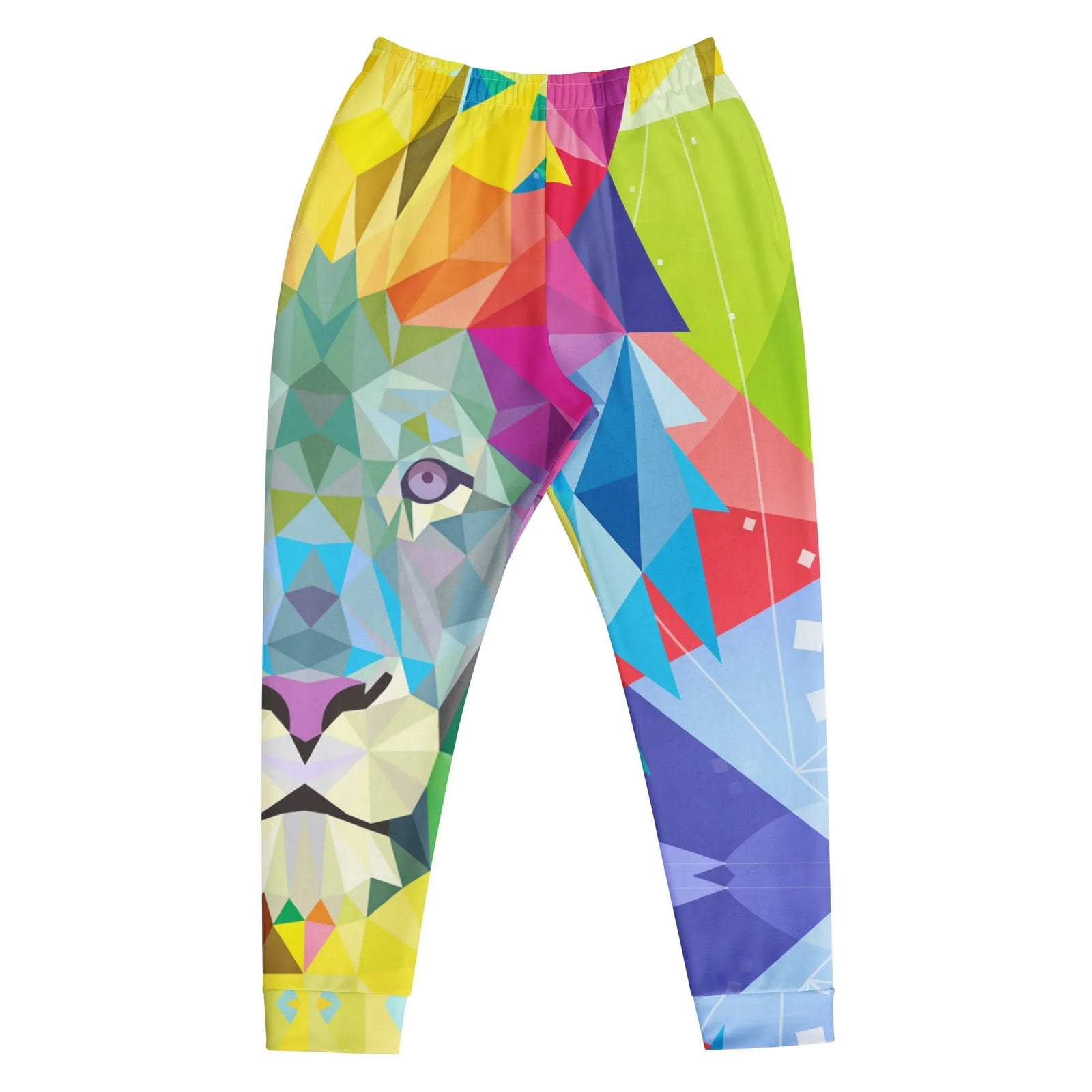 A striking "low-poly" aesthetic transforms a majestic feline visage into a complex mosaic of vibrant geometric shards. Contact us with accessibility feedback, we'd love to help!