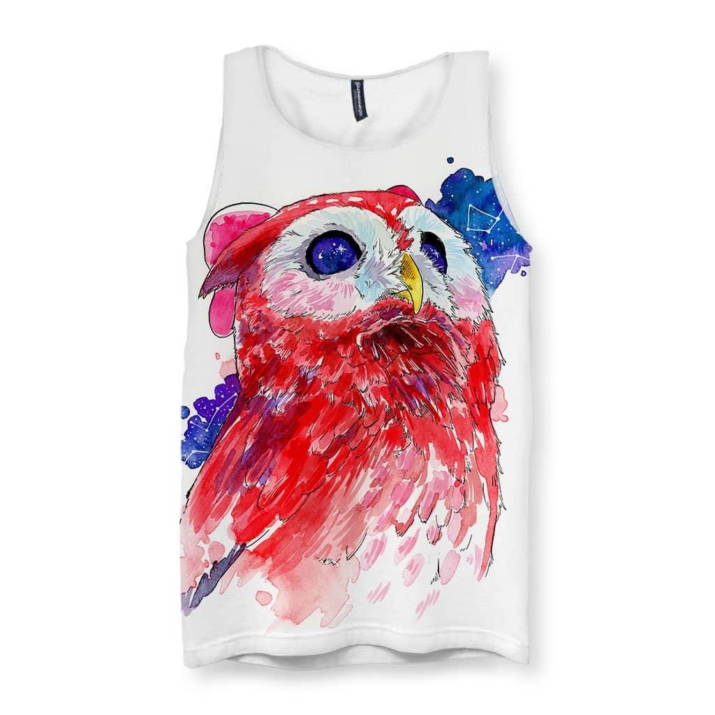 A majestic "stargazer" owl is rendered in an expressive watercolor style against a stark white canvas. Contact us with accessibility feedback, we'd love to help!