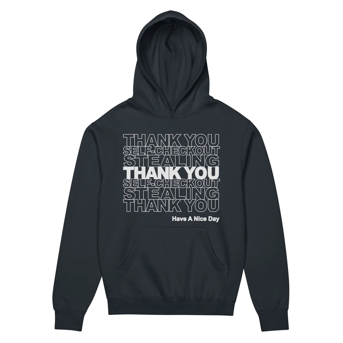 Thank You Stealing Hoodie in Deep Olive Loam. WRAP Certified, Zero-Crack HD Print, Made-to-Order (Zero Overproduction).