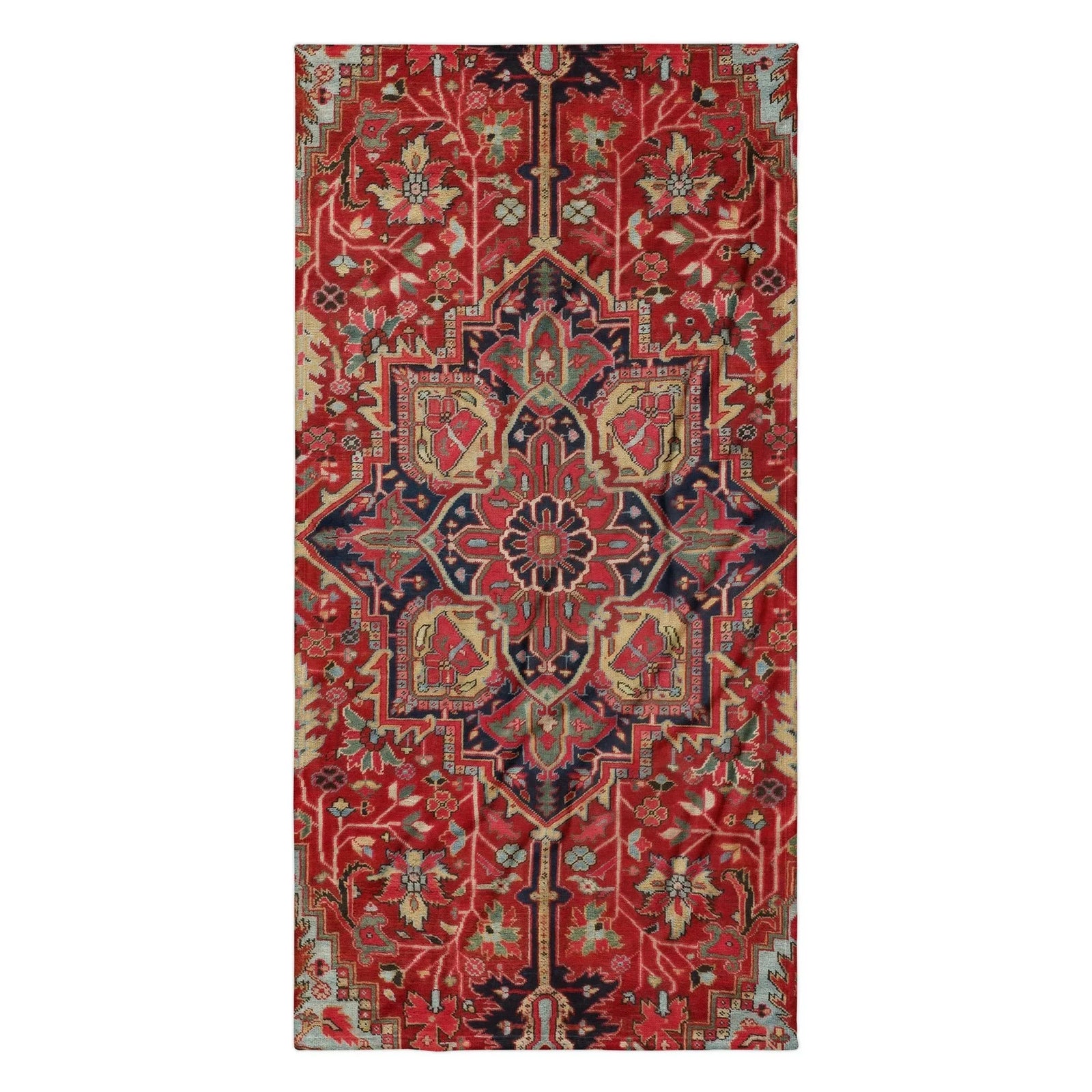 Mimicking a traditional Persian rug, this photorealistic design features a rich deep persian red field saturated with ornate motifs. Contact us with accessibility feedback, we'd love to help!