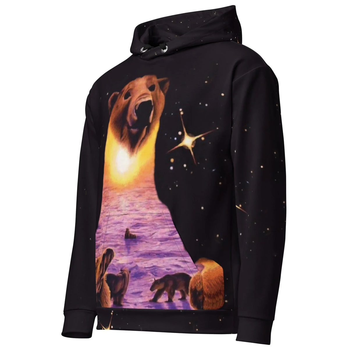 The Polar Sunset Hoodie in Cosmic Arctic Twilight. OEKO-TEX® 100, REACH Compliant, GRS Certified.
