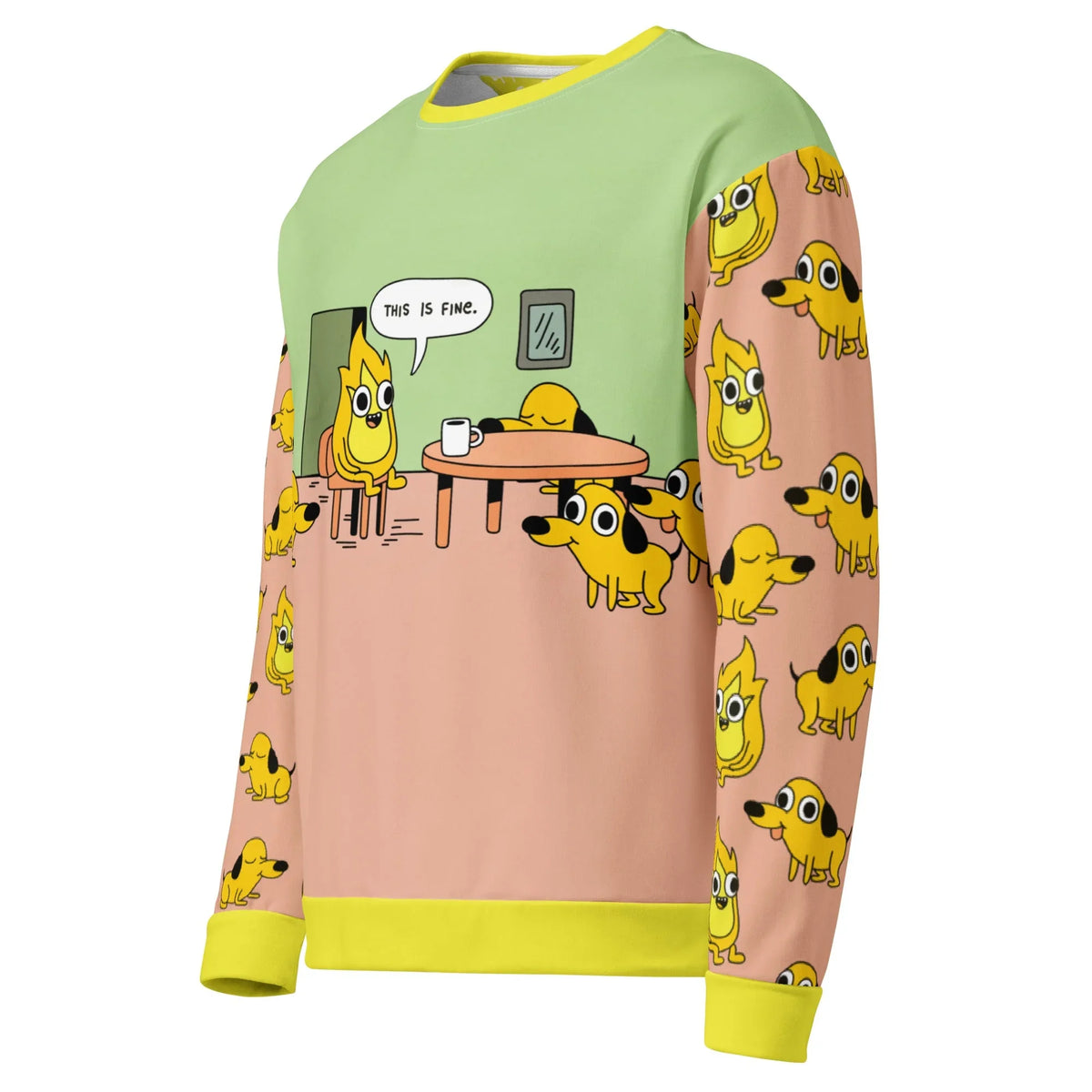 This is Fine Sweatshirt in Surrealist Pastel Chaos. OEKO-TEX® 100, REACH Compliant, GRS Certified.