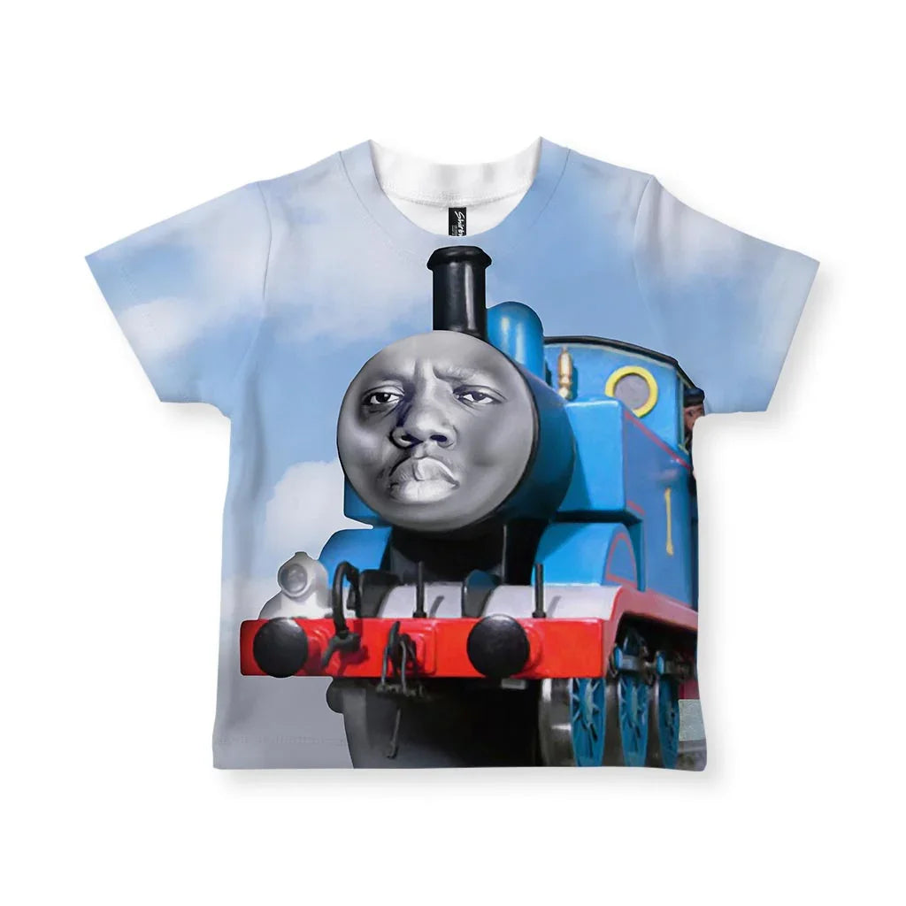 Thomas the Dank Engine Kid's Tee in Surreal Azure Horizon. CPSIA Compliant, OEKO-TEX® 100, REACH Compliant.