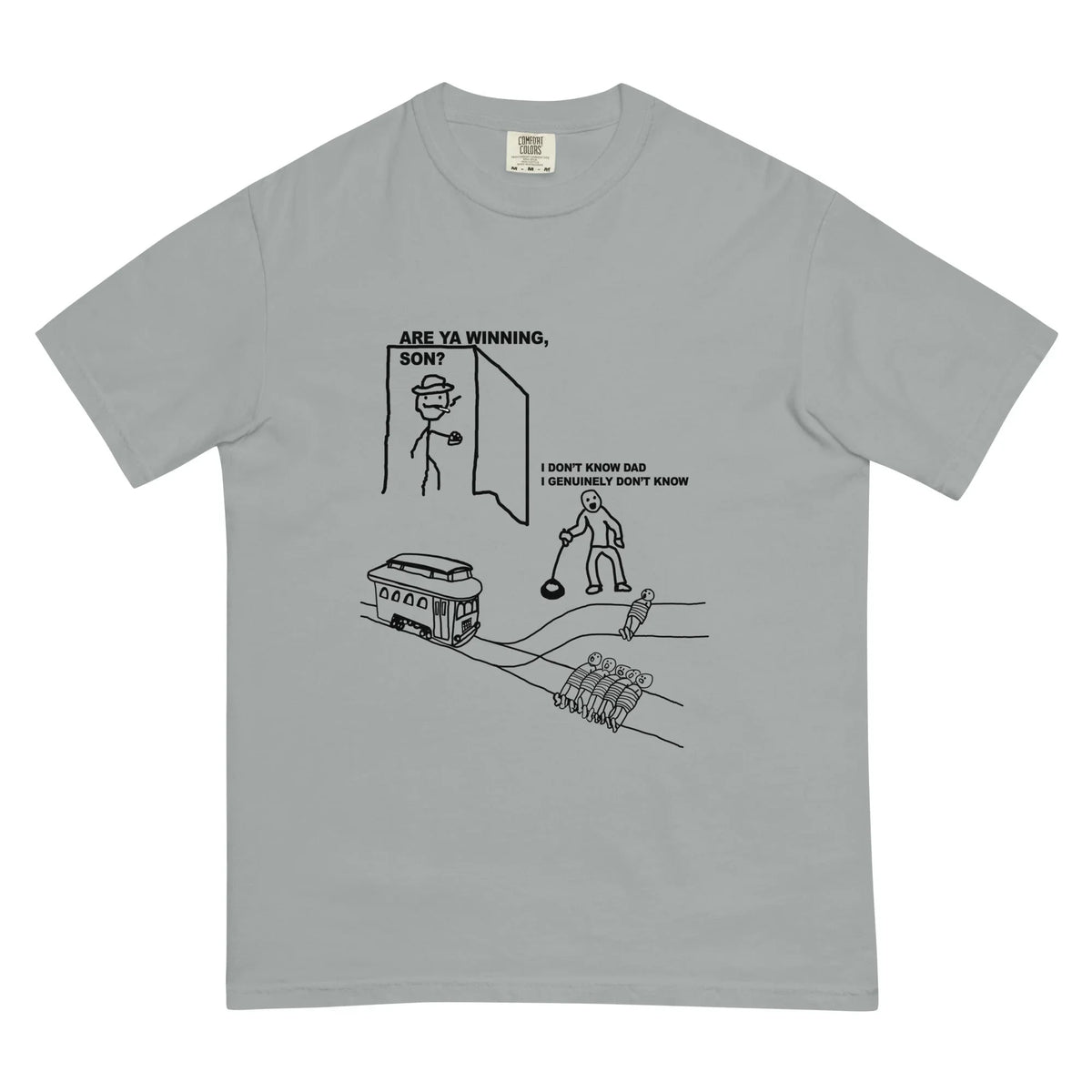 Trolley Problem Dad's T-Shirt - Shirtwascash