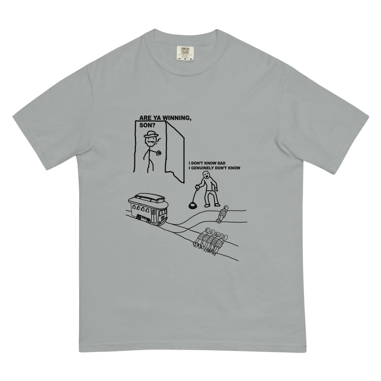 Trolley Problem Dad's T-Shirt - Shirtwascash