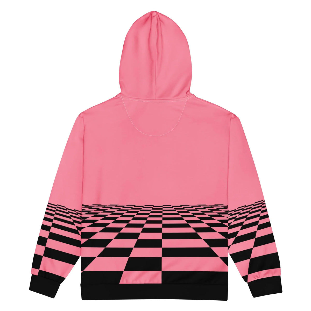 Vaporwave Men's Zip Hoodie - The juxtaposition of the **alabaster stone grey (#E2E2E2)** classical bust superimposed over a **digital flamingo pink (#F687B3)** backdrop.