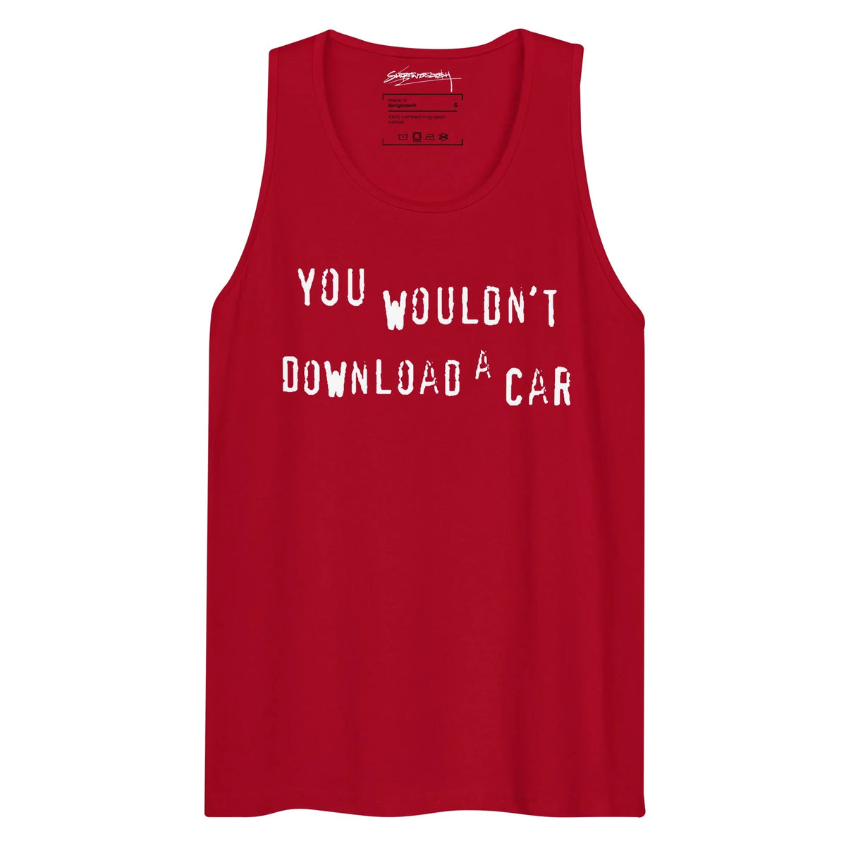 Yes I Would Men's Tank in Gritty Charcoal Monochrome. WRAP Certified, Eco-Certified Inks, Made-to-Order (Zero Overproduction).