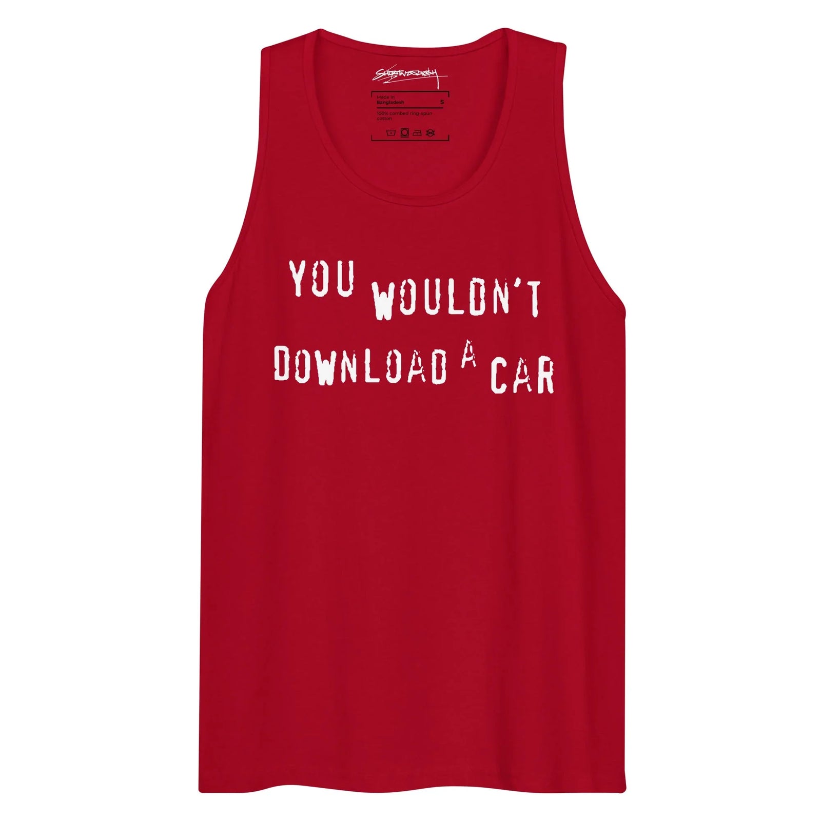 Yes I Would Men's Tank in Gritty Charcoal Monochrome. WRAP Certified, Eco-Certified Inks, Made-to-Order (Zero Overproduction).