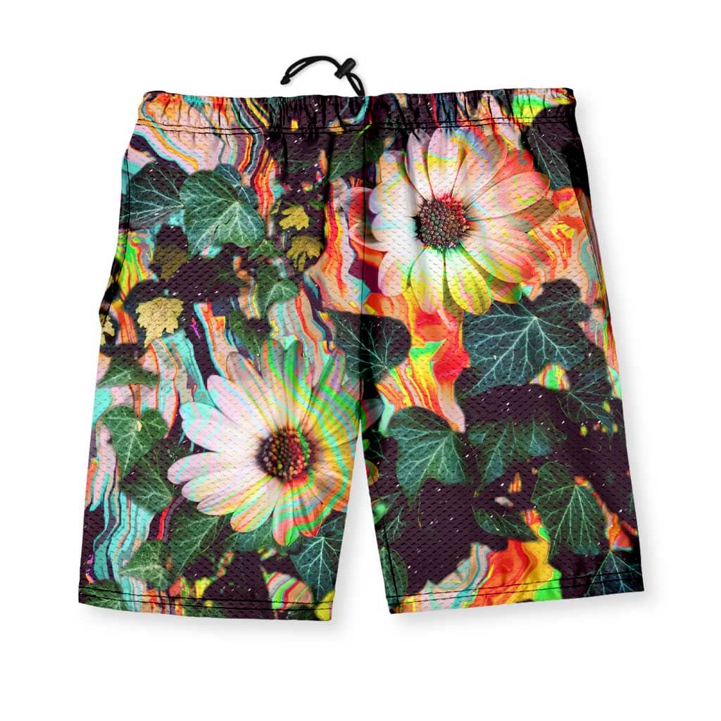 Floral Glitch Men's Gym Shorts