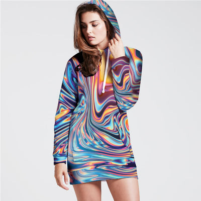 Metallic Flow Womens Hoodie Dress