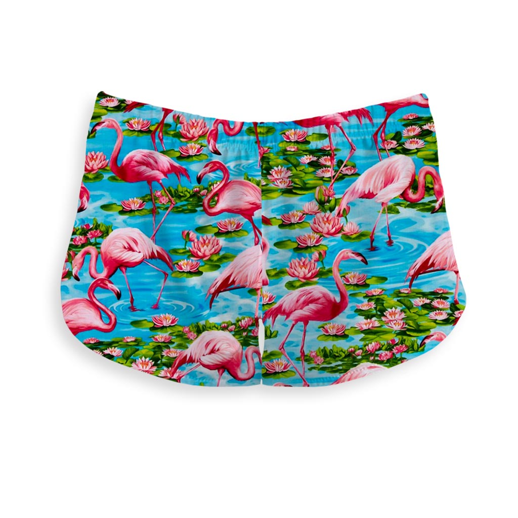 Flamingo Paradise Womens Running Shorts - Shirtwascash