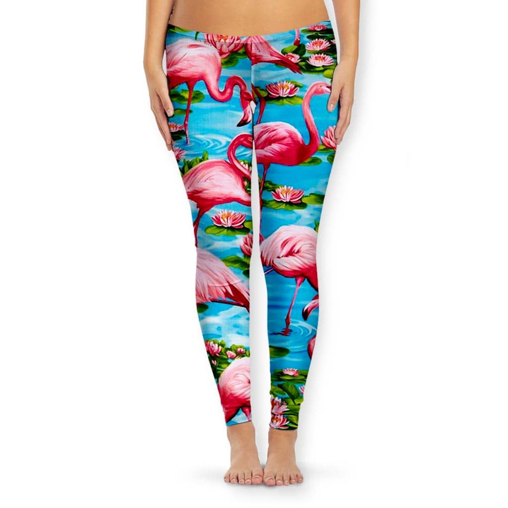Embroidery Flamingo Yoga Leggings