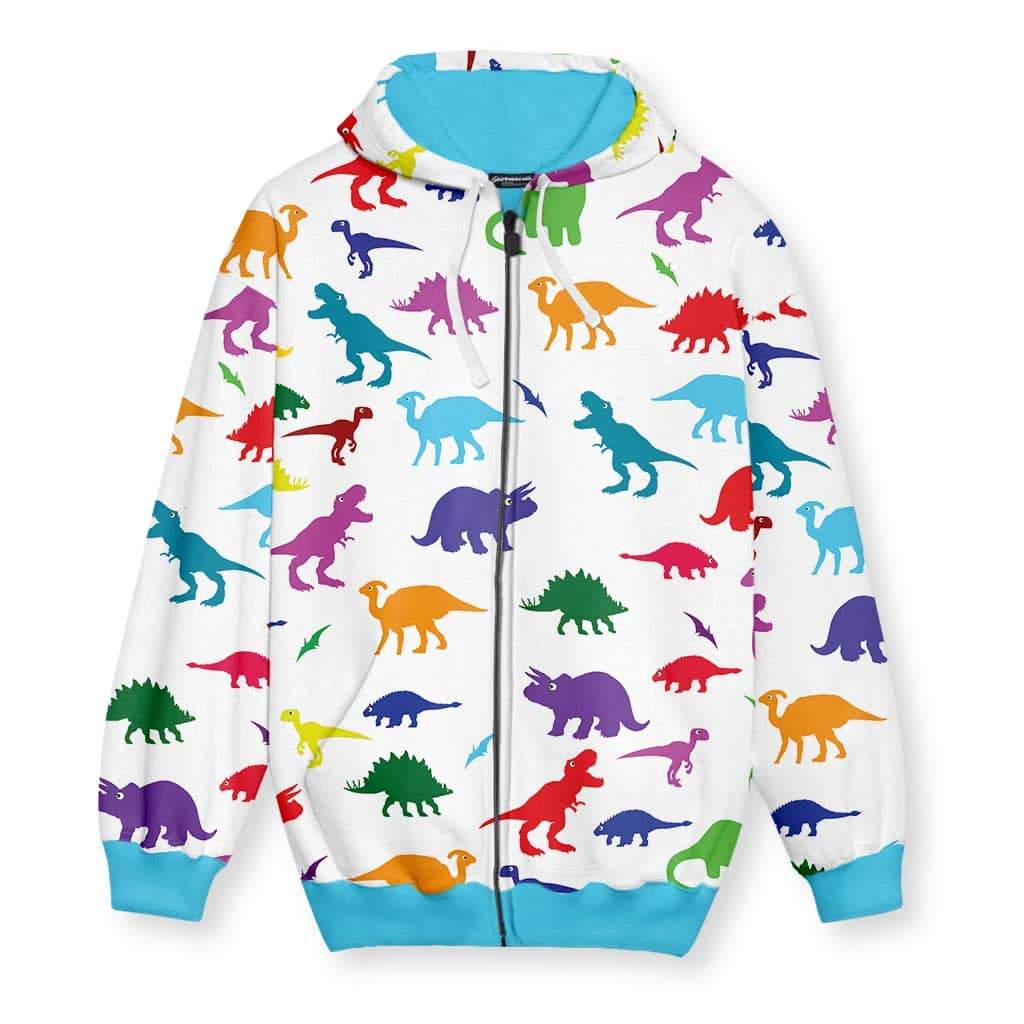 Dino Print Men's Zip-Up Hoodie