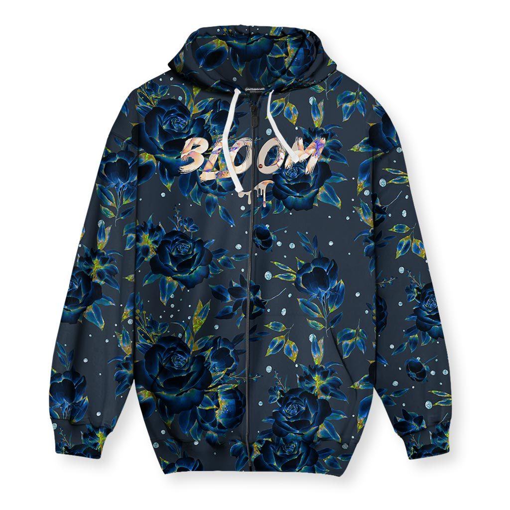 Shirtwascash - Holographic Flowers Men's Zip-Up Hoodie Shirtwascash - Holographic Flowers Men's Zip-Up Hoodie